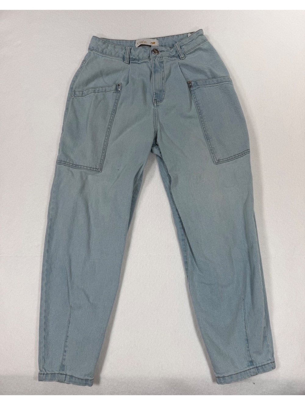 Civil Women's Light Blue Utility Carpenter‎ Jeans High Rise Stretch Denim Size 6